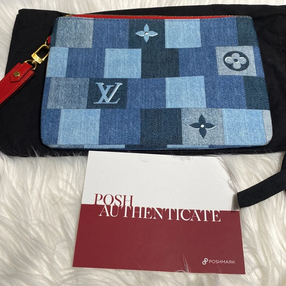 LOUIS VUITTONAuth Monogram Denim City Pochette Men,Women,Unisex Pouch - Picture 2 of 8